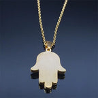 Collier long avec pendentif de protection contre le mauvais œil et main de Fatma arabe