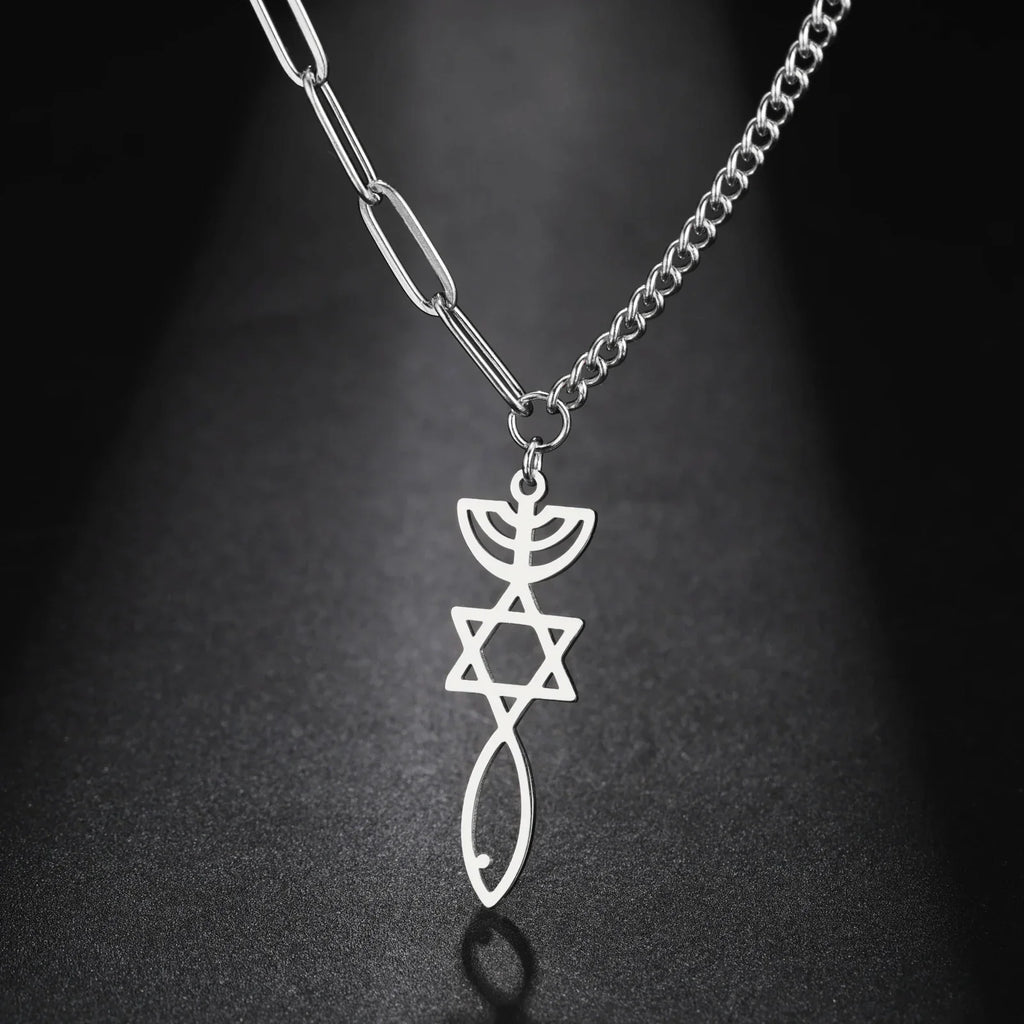 Collier avec pendentif Messianique Menorah et de l'étoile de David argent