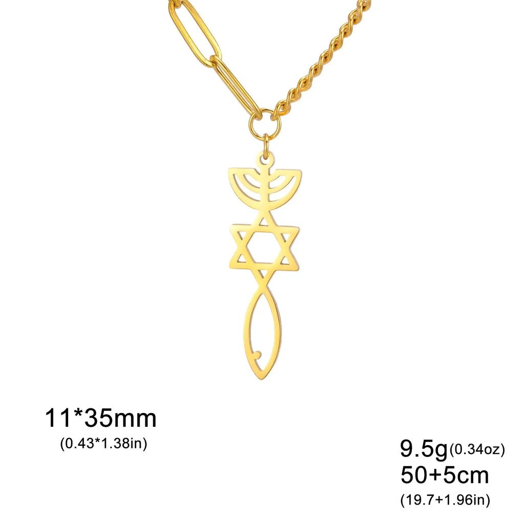 Collier avec pendentif Messianique Menorah et de l'étoile de David or