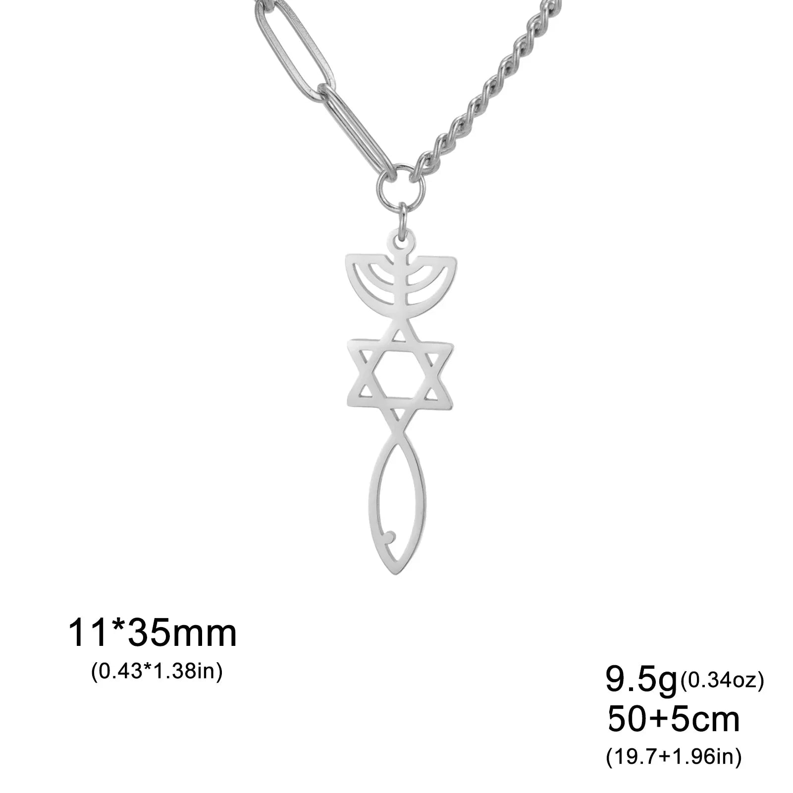 Collier avec pendentif Messianique Menorah et de l'étoile de David argent
