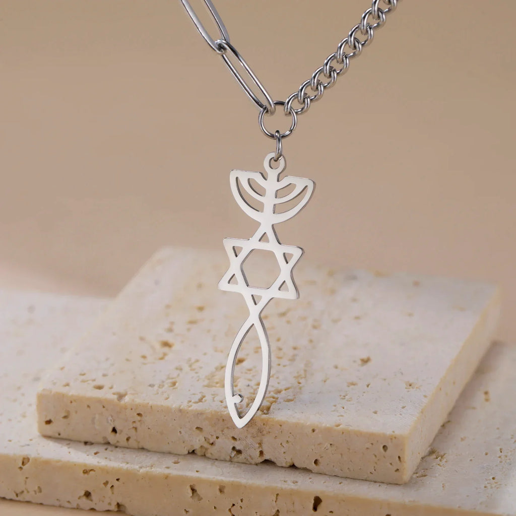 Collier avec pendentif Messianique Menorah et de l'étoile de David argent