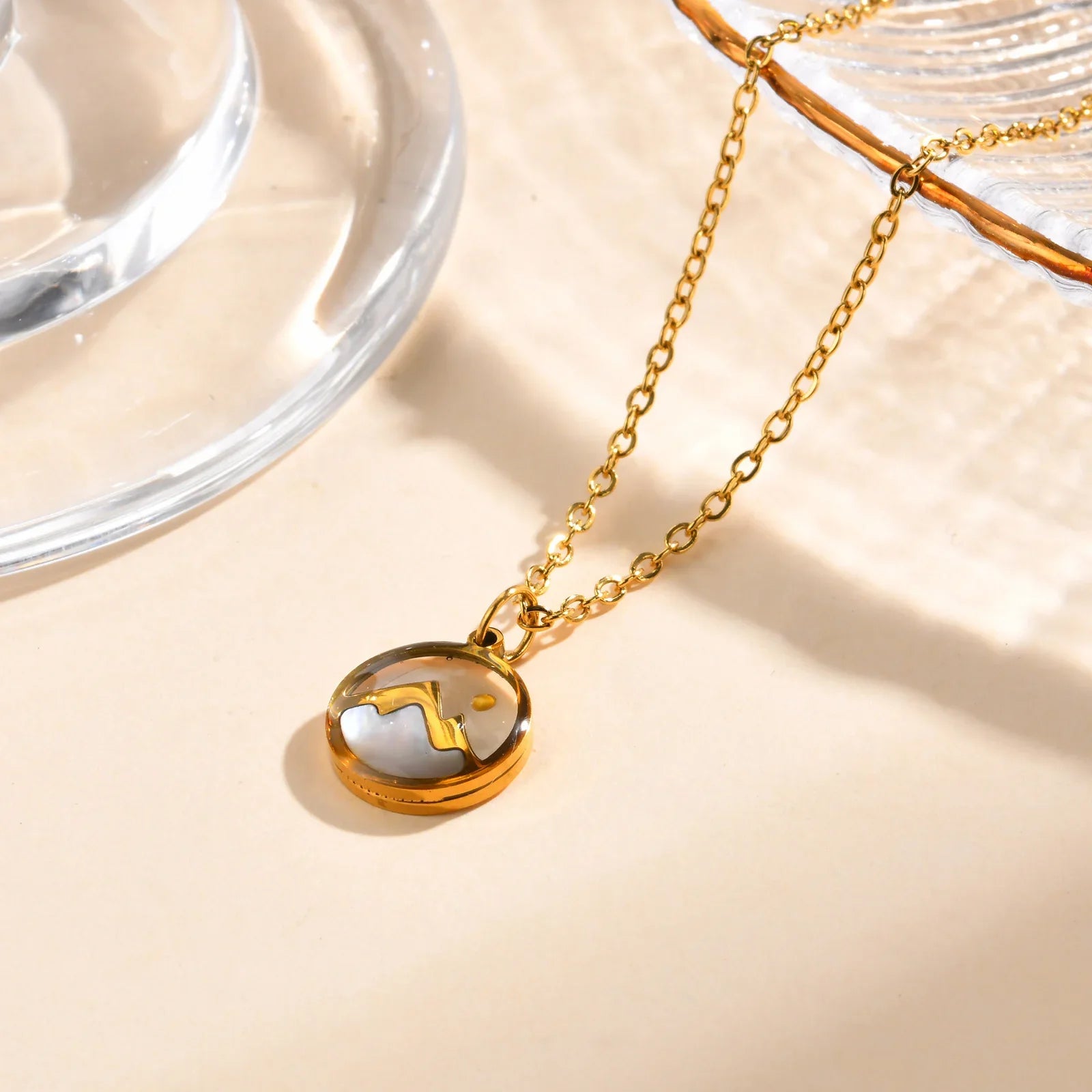 Necklace with Mountain and Moon Pendant