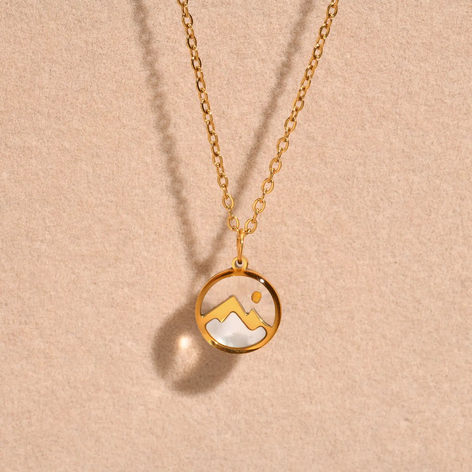 Necklace with Mountain and Moon Pendant