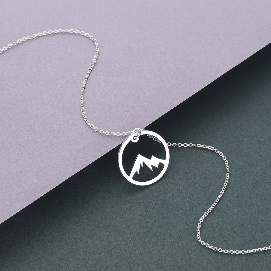 Necklace with Mountain Pendant for Men or Women silver