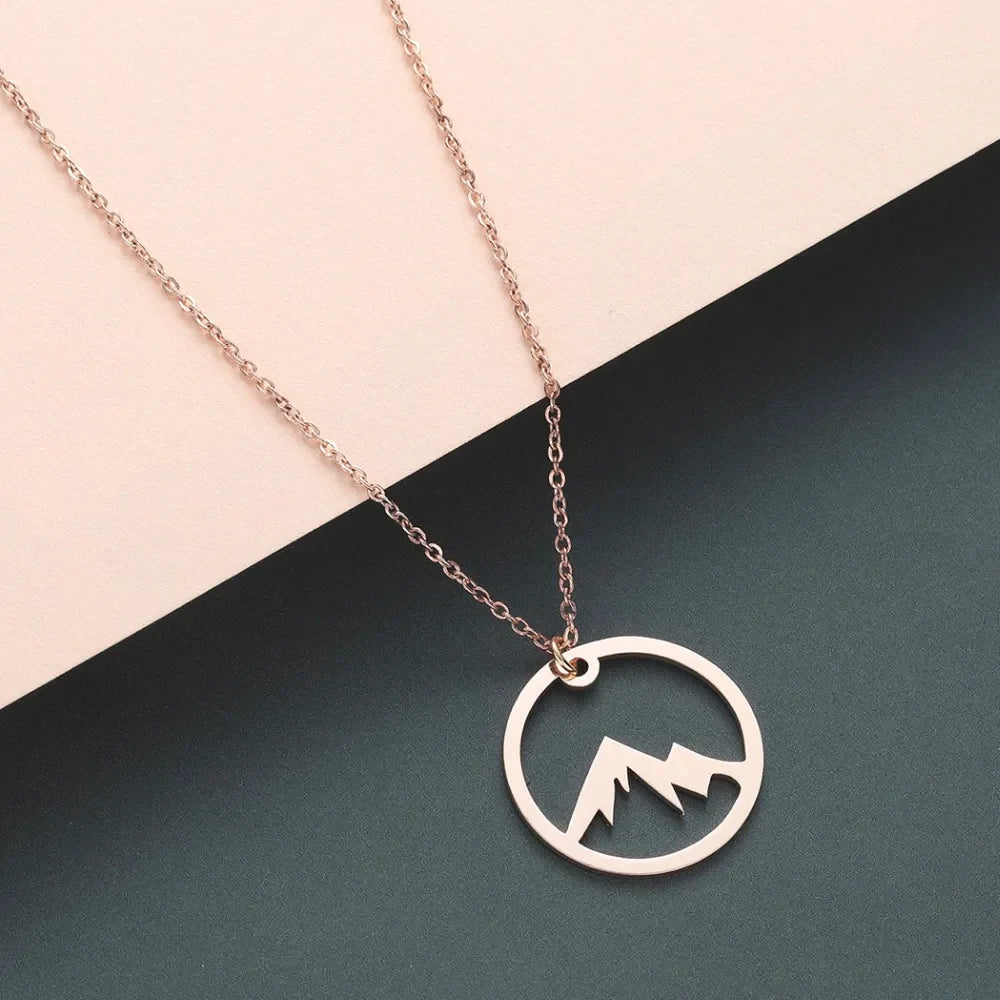 Necklace with Mountain Pendant for Men or Women rose gold