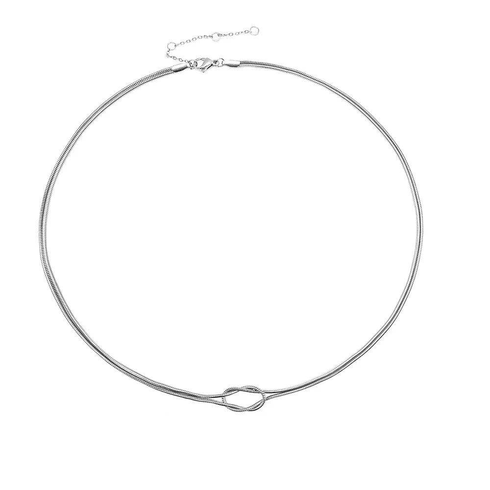 Collier avec Pendentif Noeud Minimaliste argent