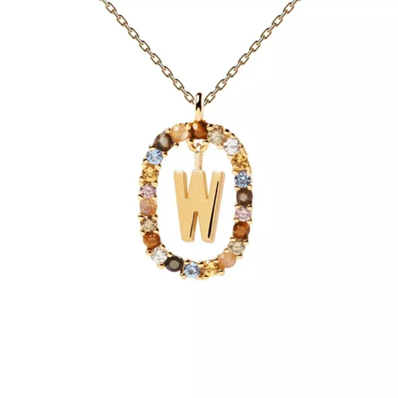 Collier avec pendentif ovale initiale w