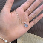 Necklace with Blue Moonstone Oval Pendant