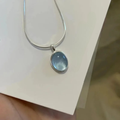 Necklace with Blue Moonstone Oval Pendant