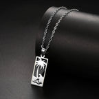 Collier avec pendentif palmier et vague de plage argent