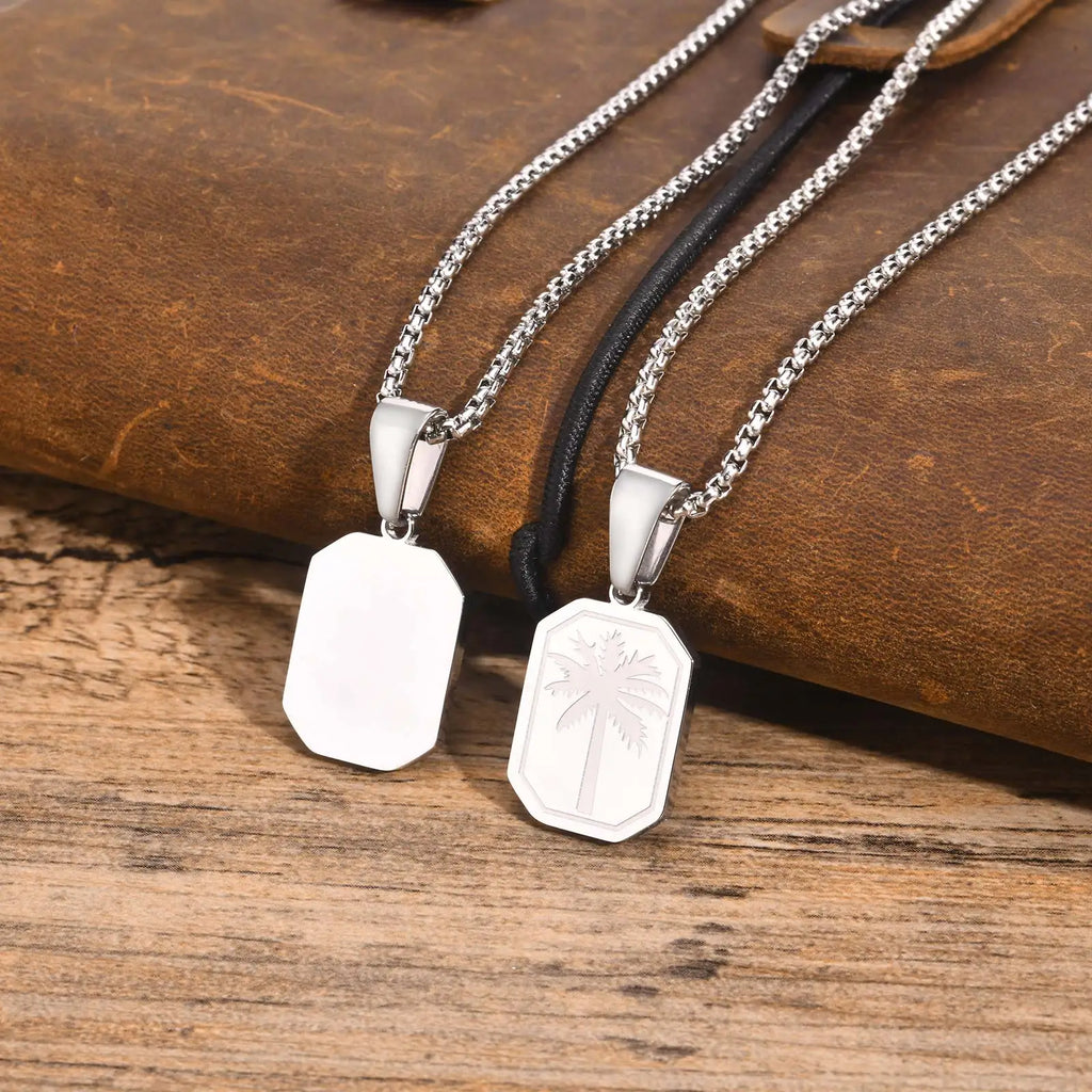 Collier avec pendentif palmier géométrique argent