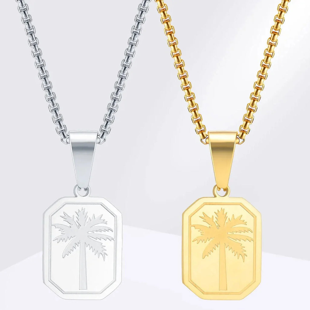 Collier avec pendentif palmier géométrique or