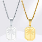 Collier avec pendentif palmier géométrique or
