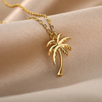 Necklace with Palm Tree Pendant for Women gold