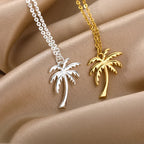 Necklace with Palm Tree Pendant for Women silver
