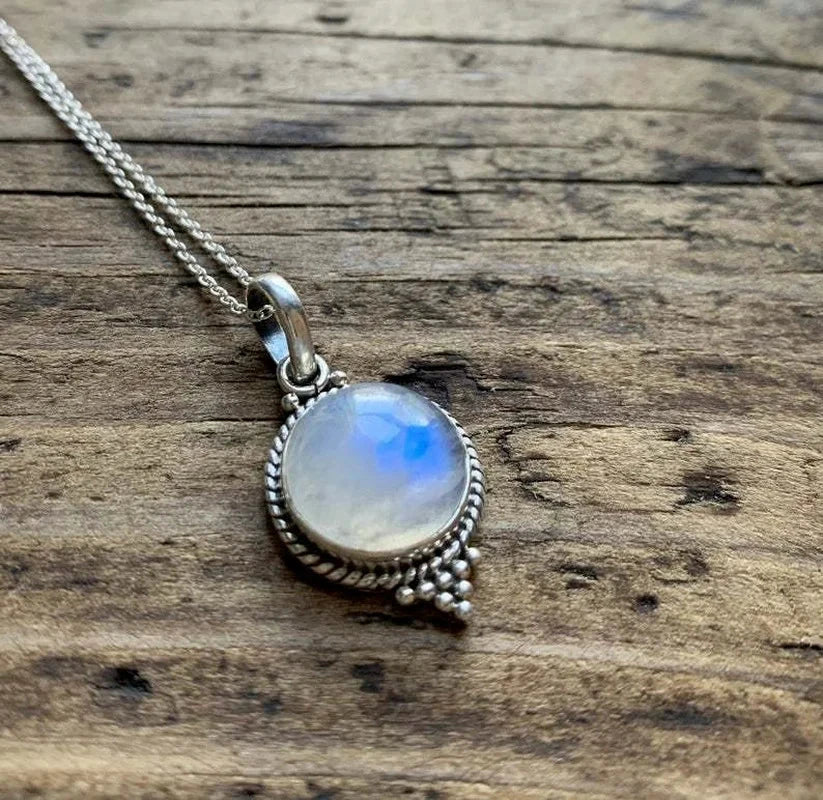 Necklace with Vintage Style Moonstone Pendant