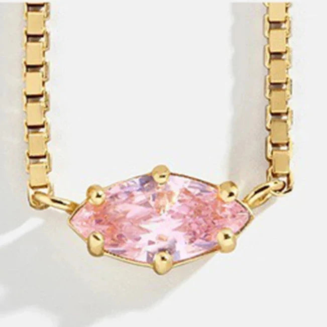 Collier avec pendentif pierre de naissance en forme d'oeil octobre