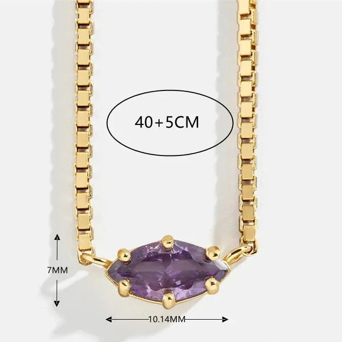 Collier avec pendentif pierre de naissance en forme d'oeil