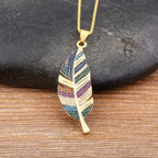 Necklace with Feather Pendant and Zircon