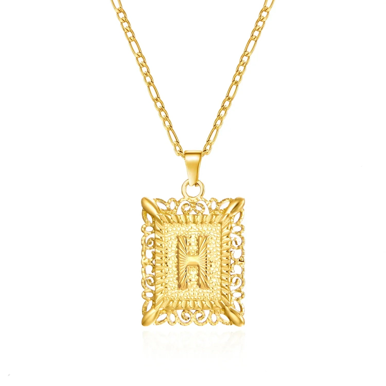 Collier avec pendentif rectangulaire initiale h