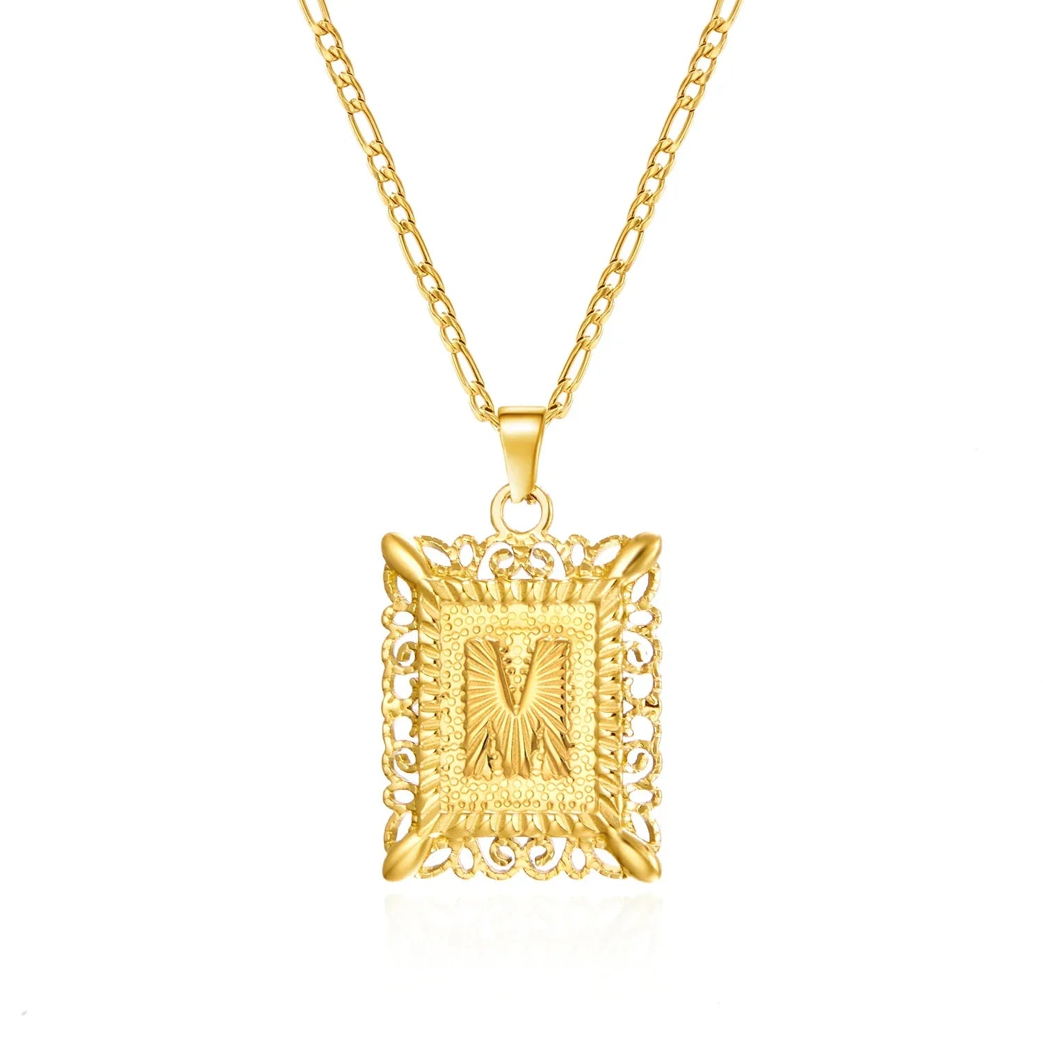 Collier avec pendentif rectangulaire initiale m