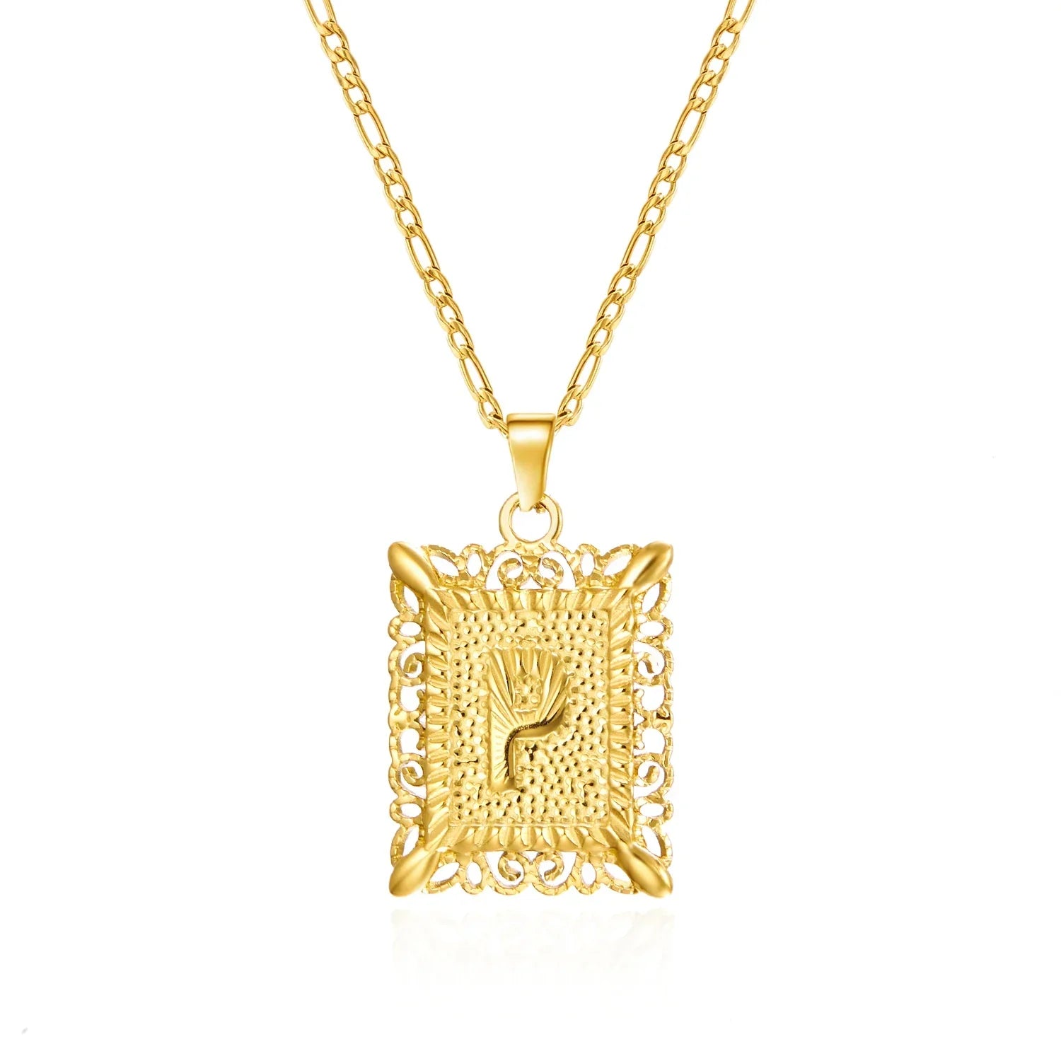 Collier avec pendentif rectangulaire initiale p