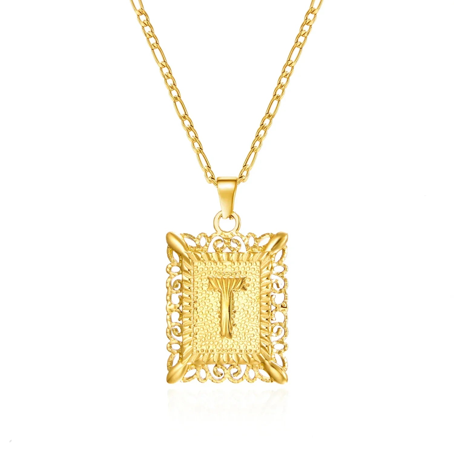 Collier avec pendentif rectangulaire initiale t