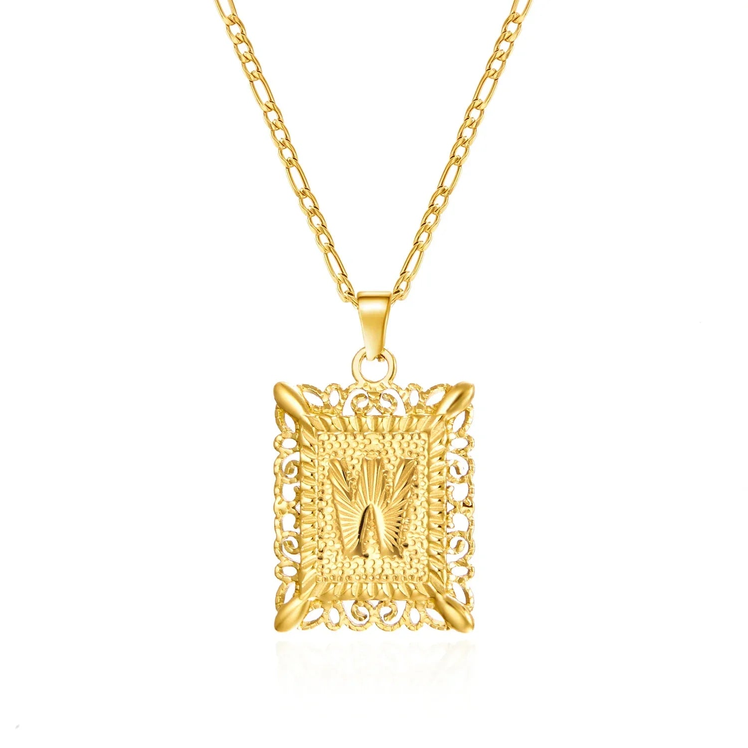 Collier avec pendentif rectangulaire initiale w