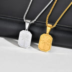 Necklace with Gold Rectangular Palm Tree Pendant
