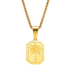 Necklace with Gold Rectangular Palm Tree Pendant