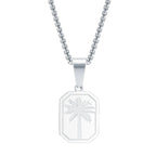 Necklace with Silver Rectangular Palm Tree Pendant