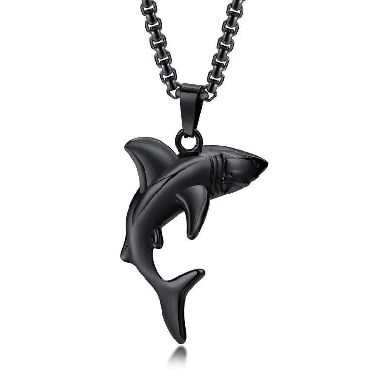 Collier avec Pendentif Requin pour Homme noir