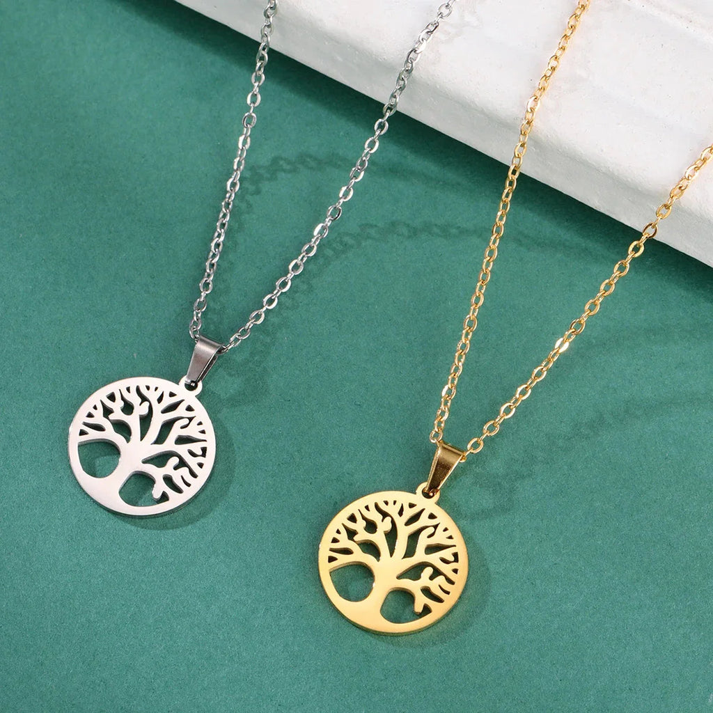 Necklace with Round Tree of Life Pendant for Men or Women