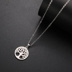 Necklace with Round Tree of Life Pendant for Men or Women silver