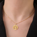 Necklace with Round Tree of Life Pendant for Men or Women gold