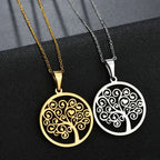 Necklace with Round Tree of Life Pendant for Women silver