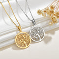 Necklace with Round Tree of Life Pendant for Women gold