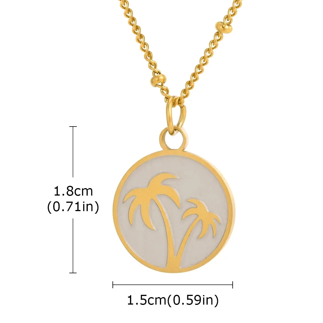Collier avec pendentif rond et motif palmier