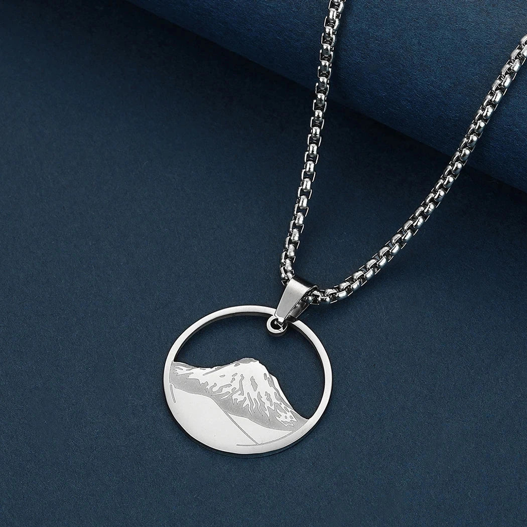Necklace with Silver Mountain Round Pendant