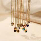 Collier avec pendentif rond pierre de naissance pour femme