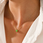 Collier avec pendentif rond pierre de naissance pour femme