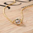 Collier avec pendentif rond pierre de naissance pour femme