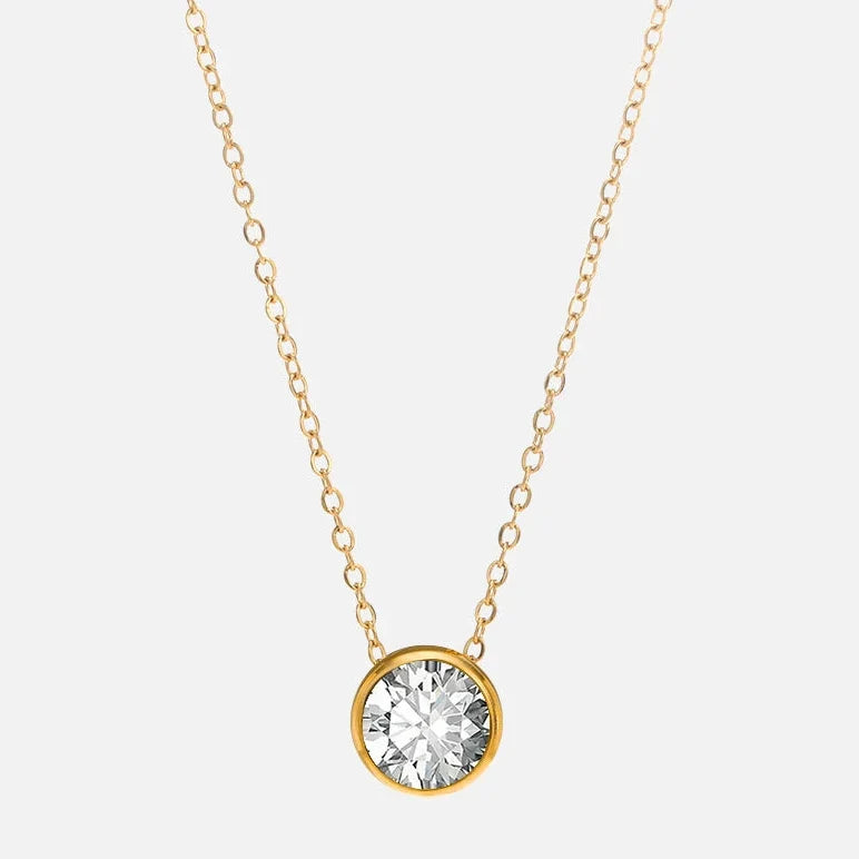 Collier avec pendentif rond pierre de naissance pour femme