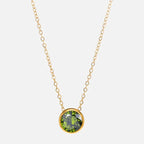 Collier avec pendentif rond pierre de naissance pour femme