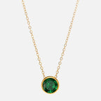Collier avec pendentif rond pierre de naissance pour femme