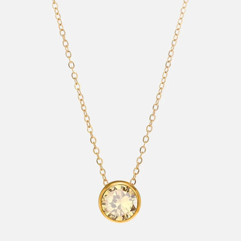 Collier avec pendentif rond pierre de naissance pour femme