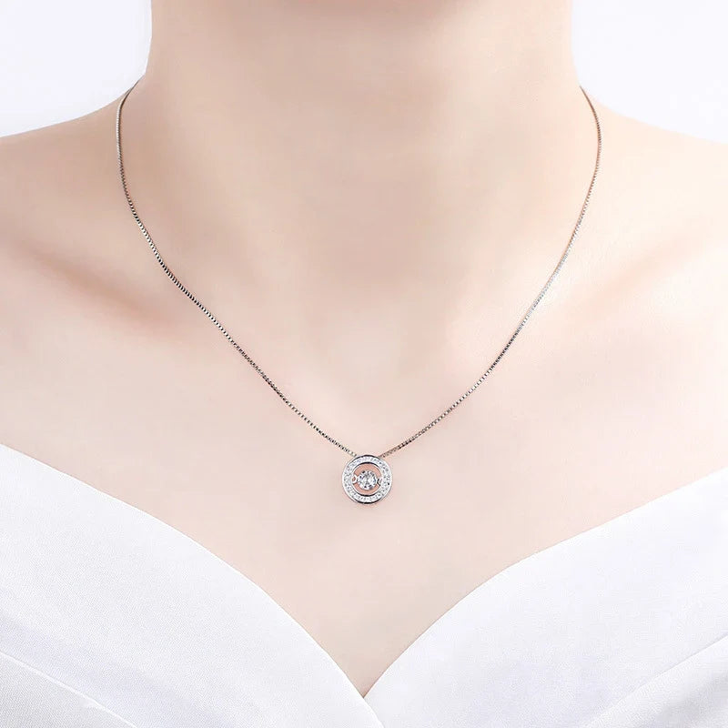 Necklace with Rotating Anti-stress Pendant in Zircon