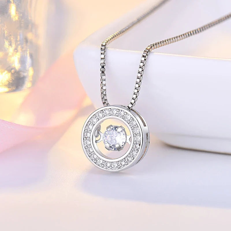 Necklace with Rotating Anti-stress Pendant in Zircon
