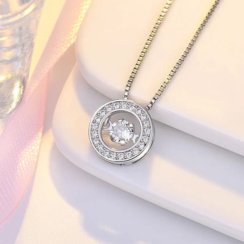 Necklace with Rotating Anti-stress Pendant in Zircon