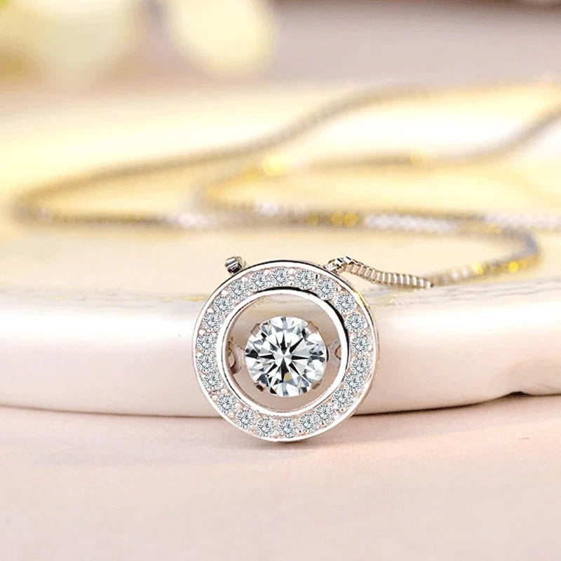 Necklace with Rotating Anti-stress Pendant in Zircon